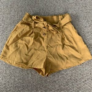 Mustard Yellow Paper Bag Shorts